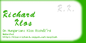 richard klos business card